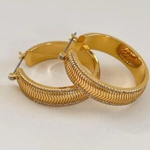 Luv Aj Gold Textured Hoop Earrings